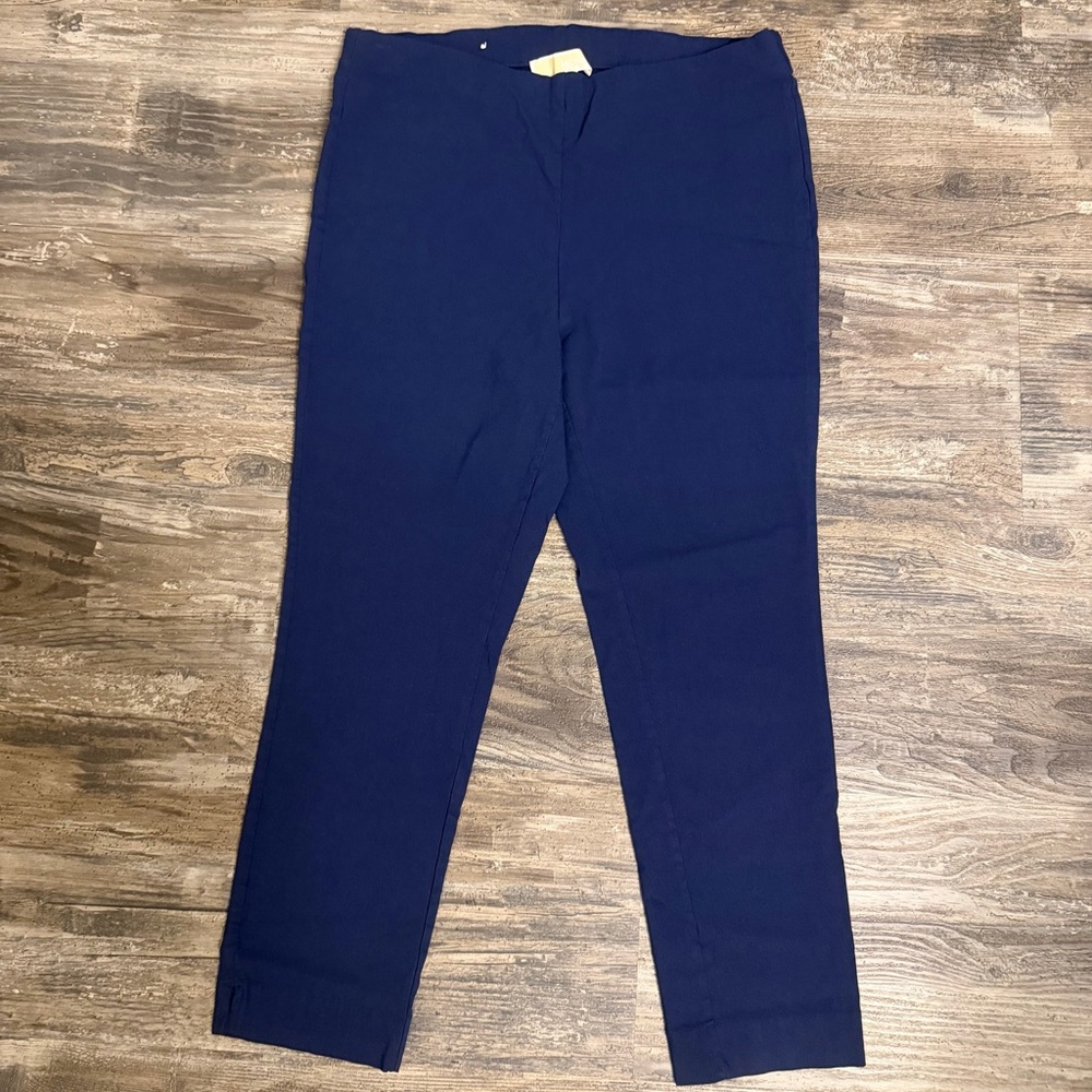 Michael Kors Navy Blue High-Waist Pull-On Ankle Pants Size L